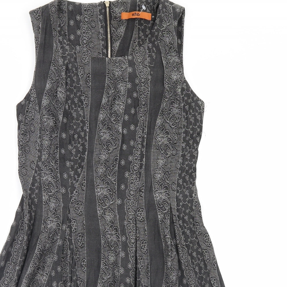 H&D Wireless Womens Grey Floral  A-Line  Size S