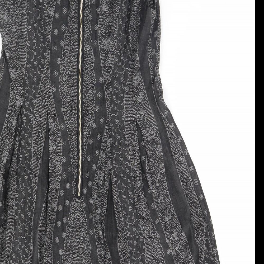 H&D Wireless Womens Grey Floral  A-Line  Size S