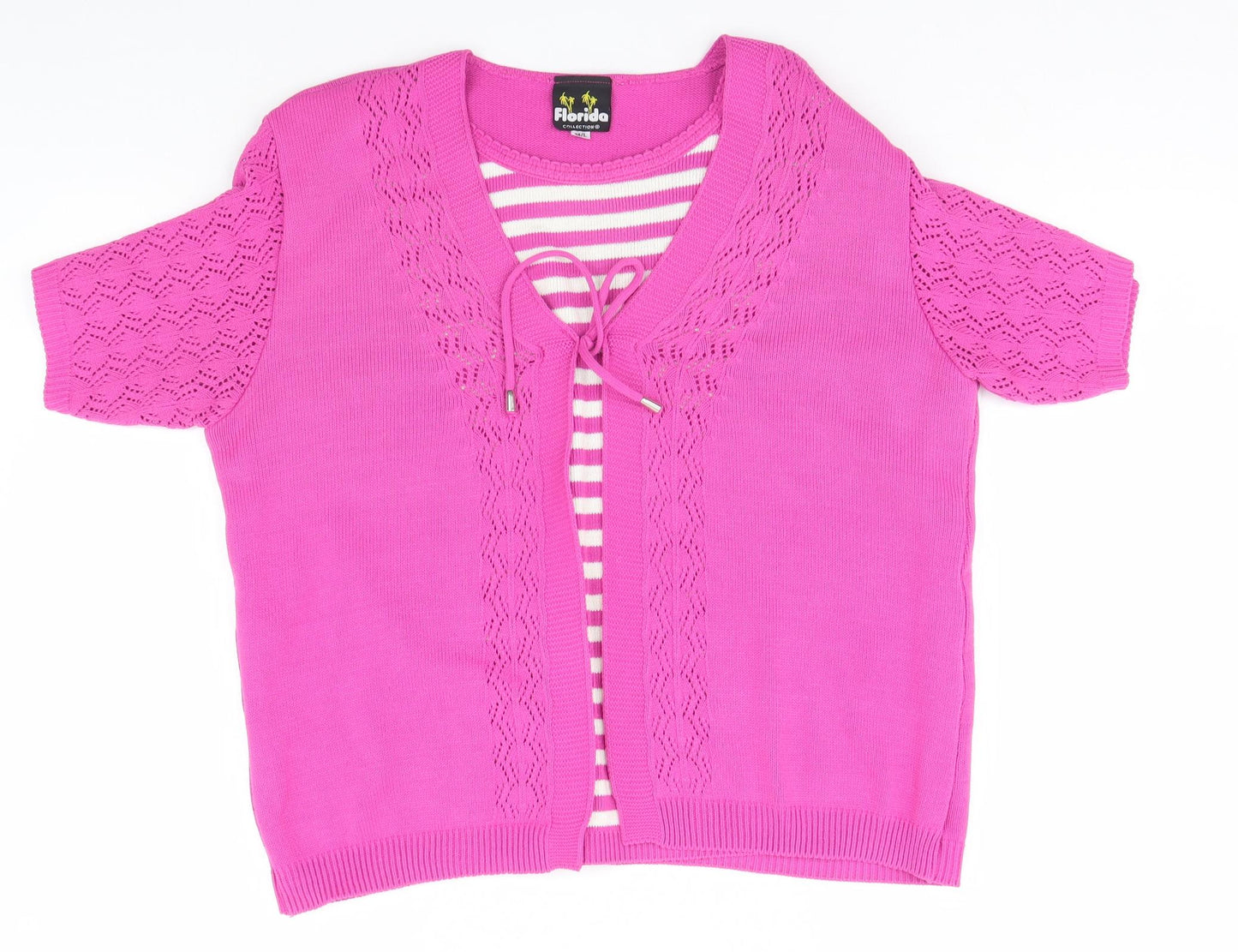 Florida Womens Pink Striped  Pullover Jumper Size M