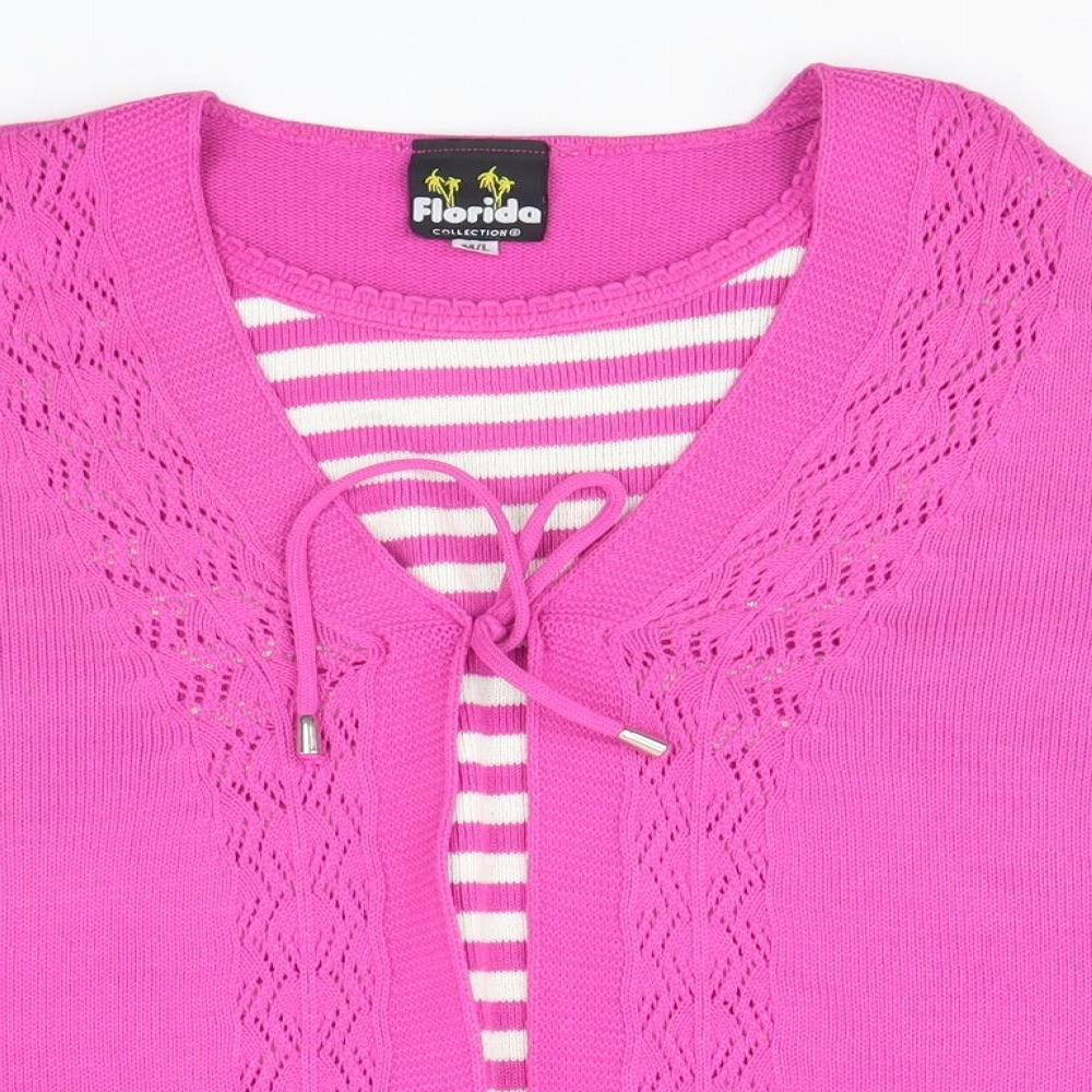 Florida Womens Pink Striped  Pullover Jumper Size M