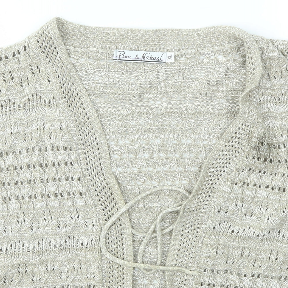 PURE & NATURAL Womens Brown   Cardigan Jumper Size XL