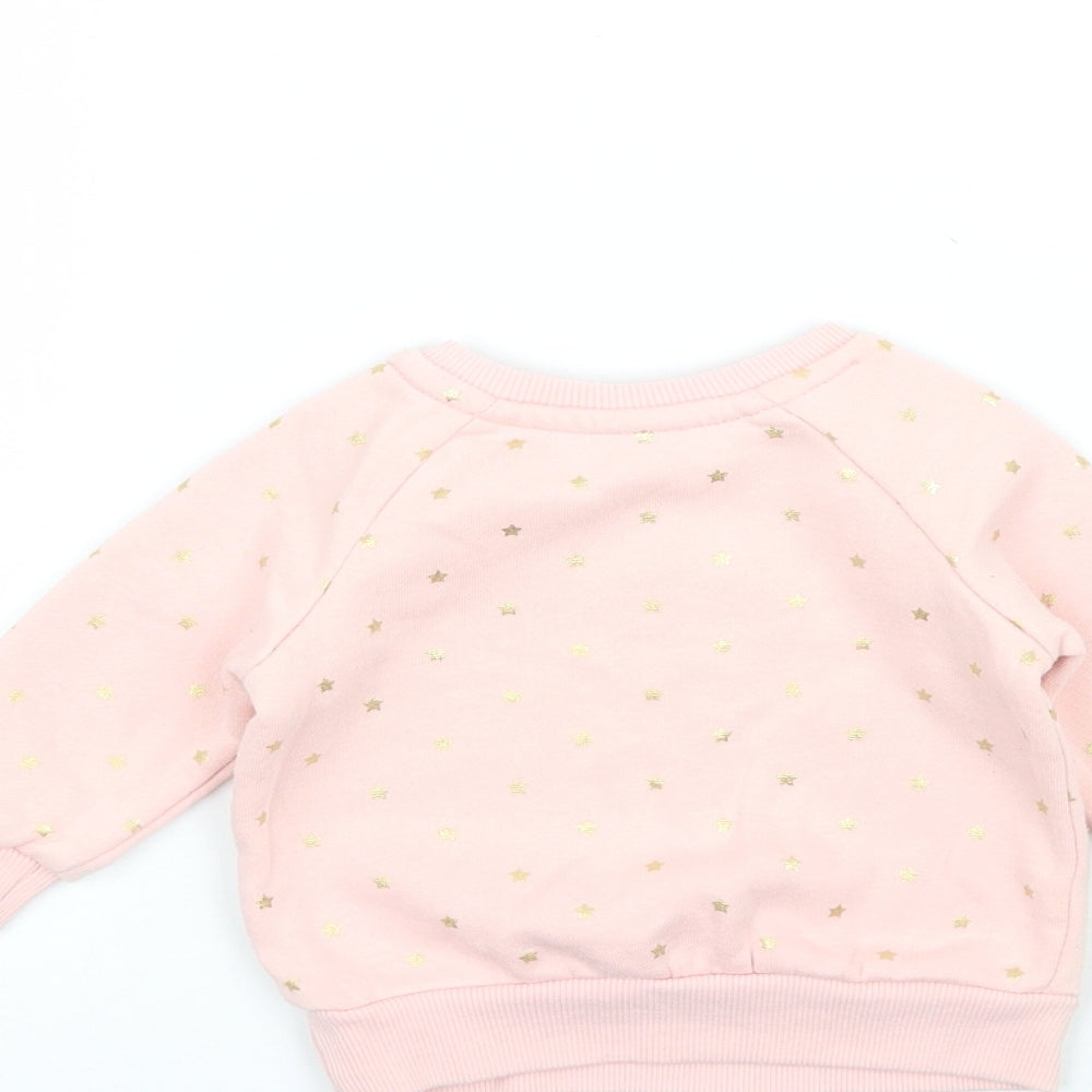 Primark Girls Pink   Pullover Jumper Size 3-6 Months  - Star Pattern Sweatshirt
