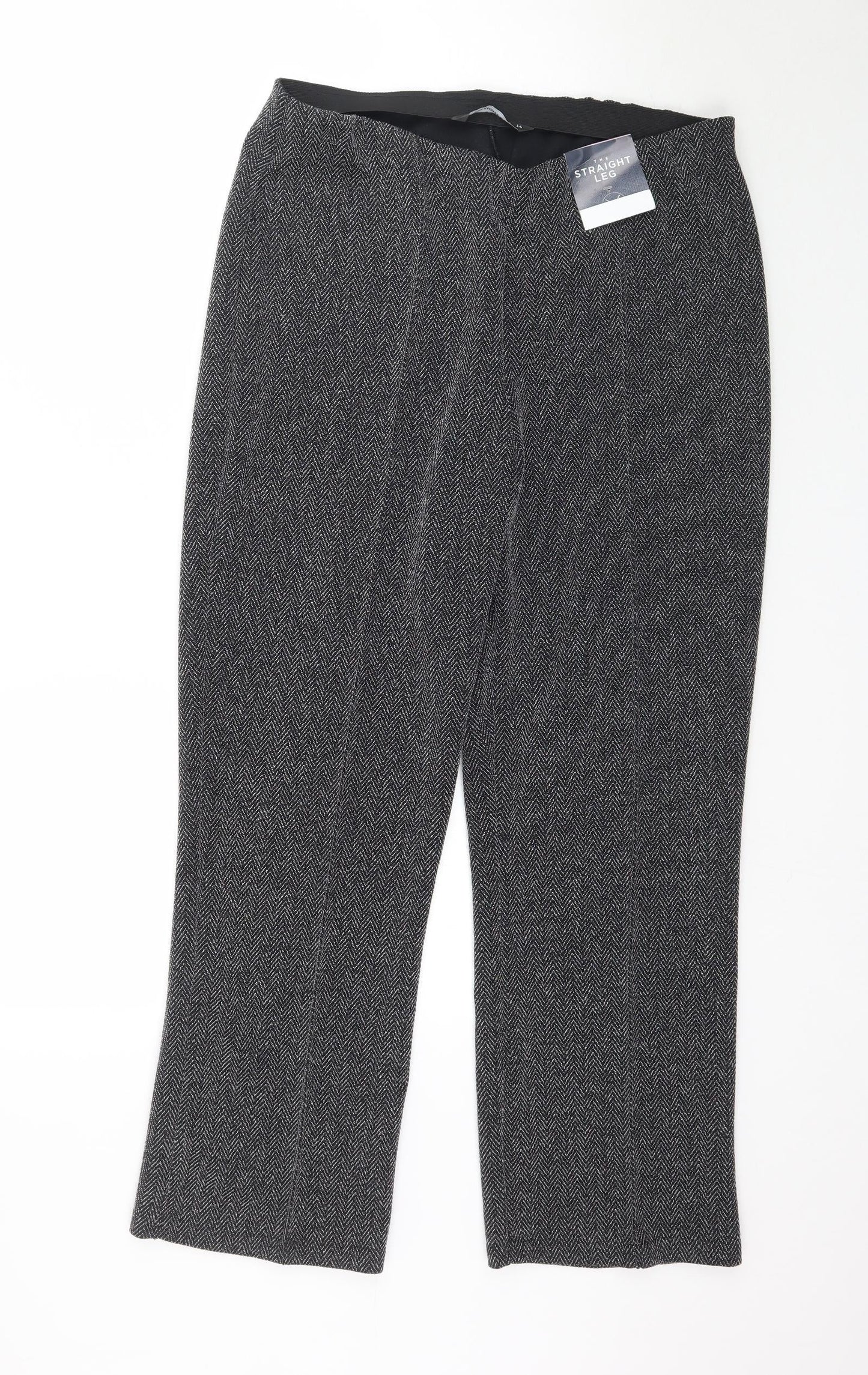 Preworn Womens Black Herringbone  Trousers  Size 14 L28 in