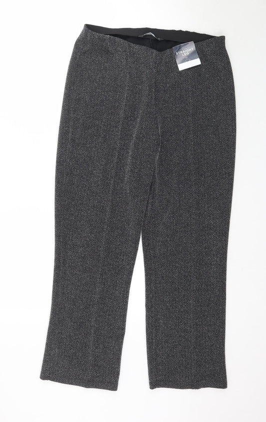 Preworn Womens Black Herringbone  Trousers  Size 14 L28 in