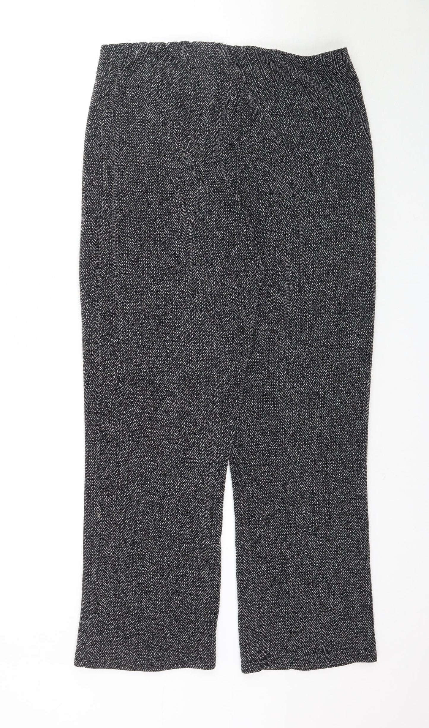 Preworn Womens Black Herringbone  Trousers  Size 14 L28 in