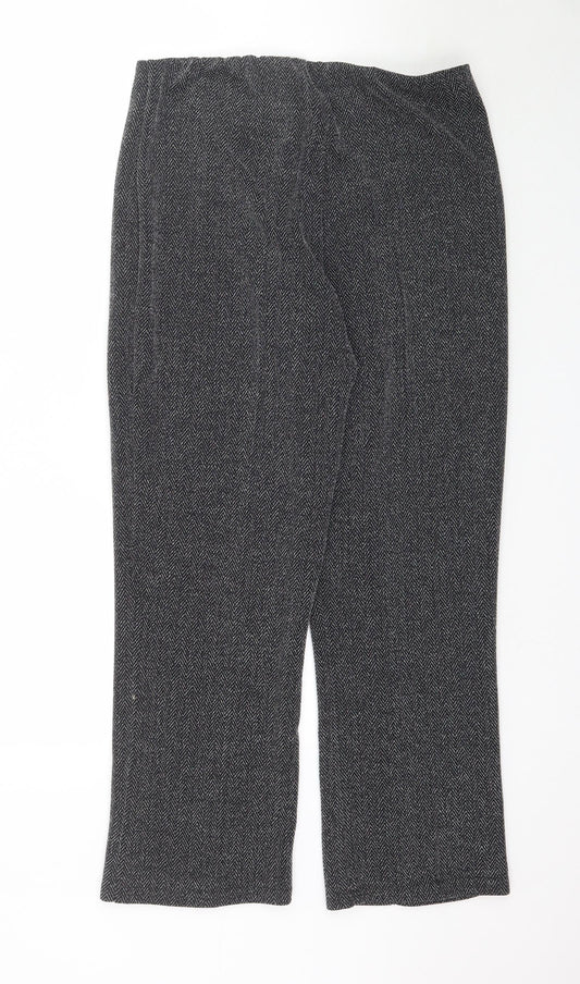 Preworn Womens Black Herringbone  Trousers  Size 14 L28 in