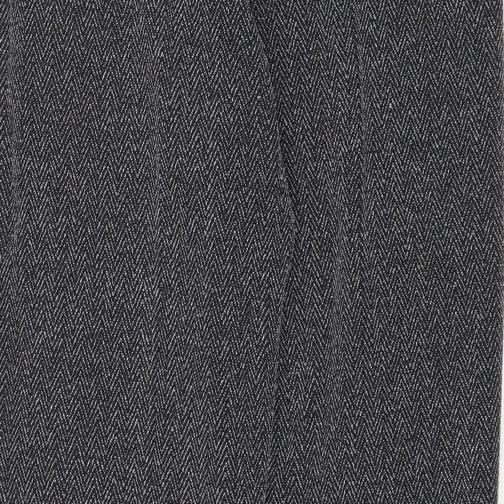 Preworn Womens Black Herringbone  Trousers  Size 14 L28 in