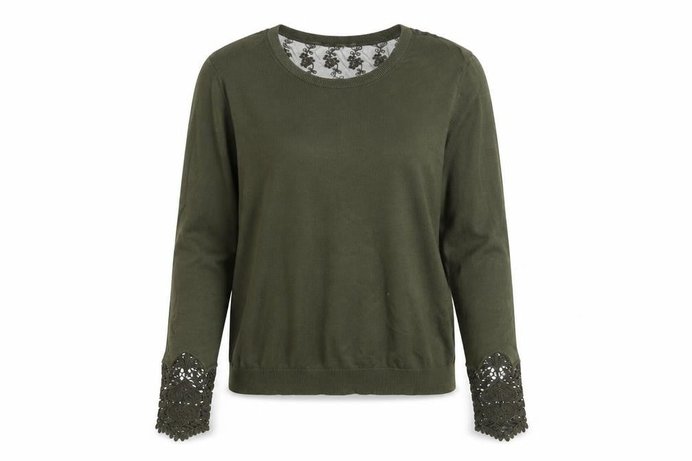 H&M Womens Green  Knit Pullover Jumper Size M  - Lace detail