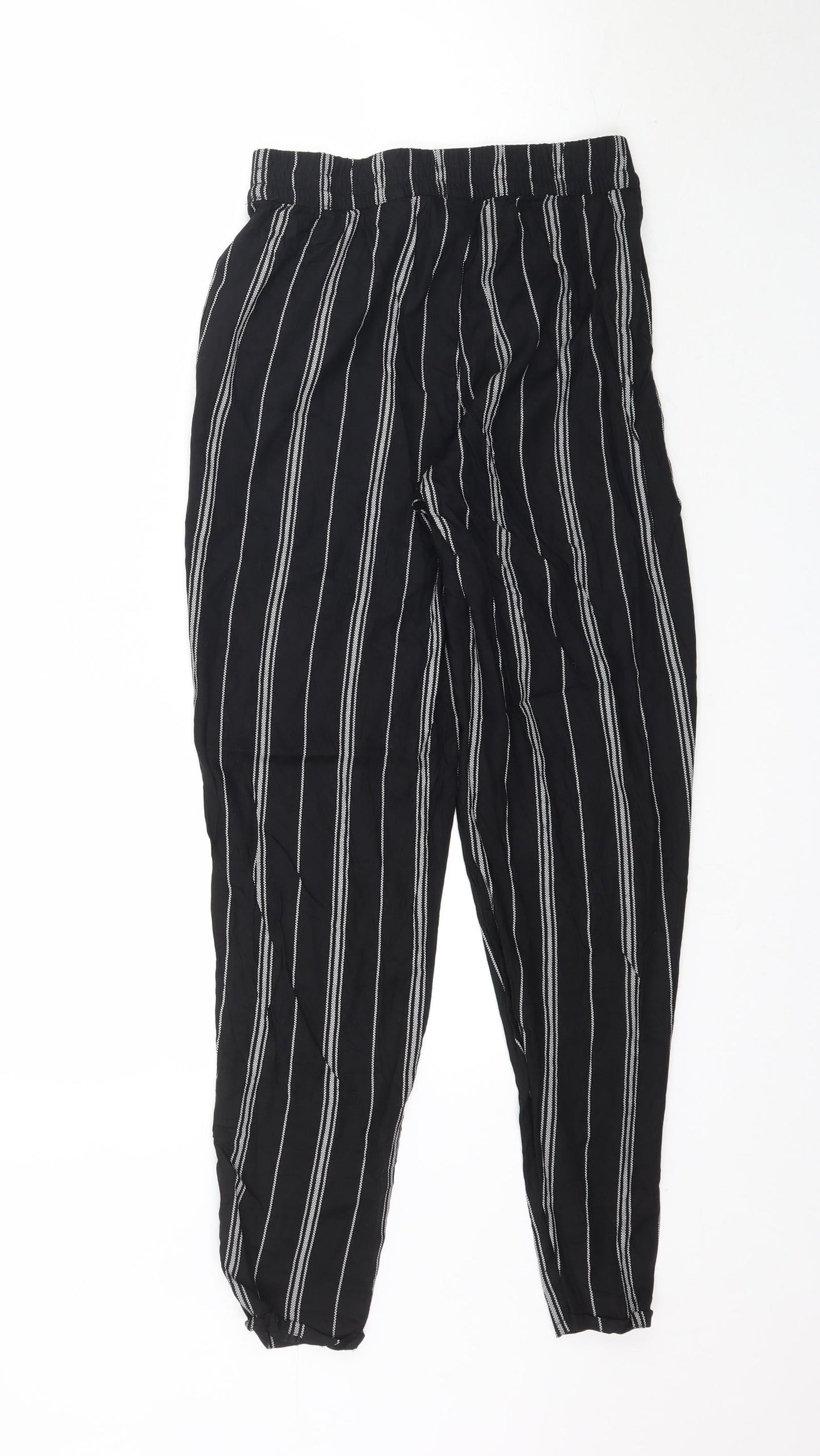 H&M Womens Black Striped  Trousers  Size 6 L27 in