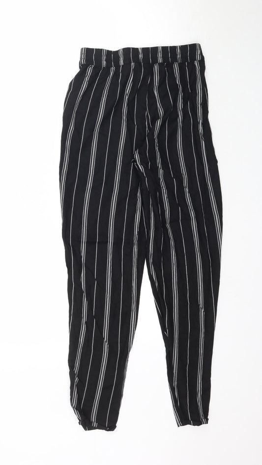 H&M Womens Black Striped  Trousers  Size 6 L27 in