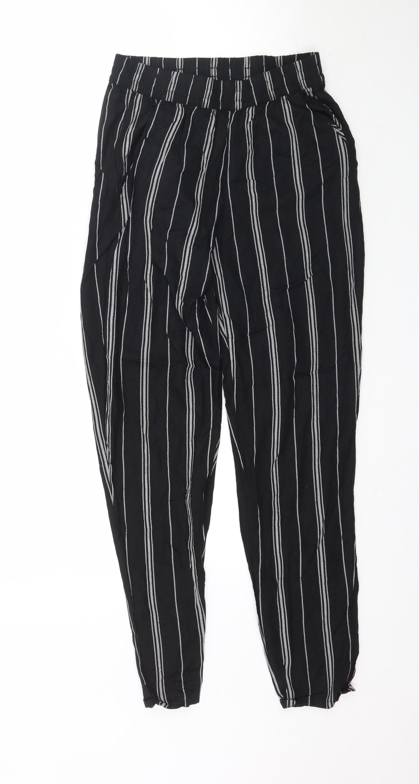 H&M Womens Black Striped  Trousers  Size 6 L27 in