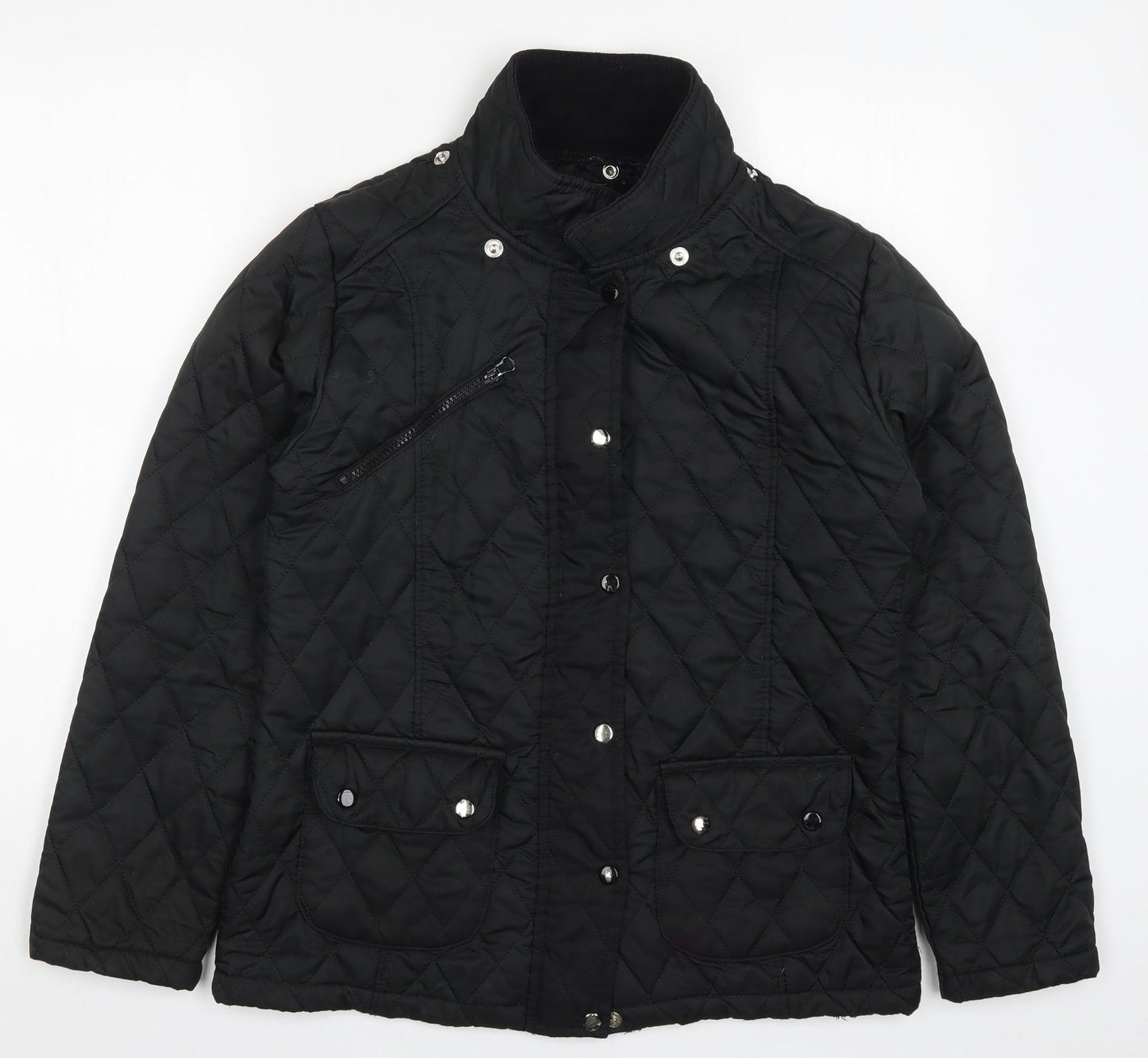 Malaika Womens Black   Quilted Coat Size L