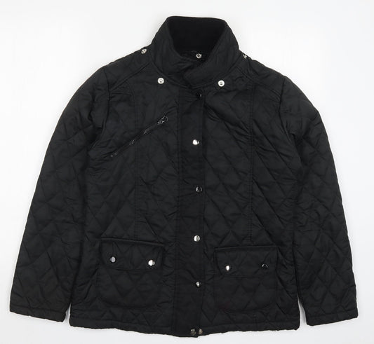 Malaika Womens Black   Quilted Coat Size L