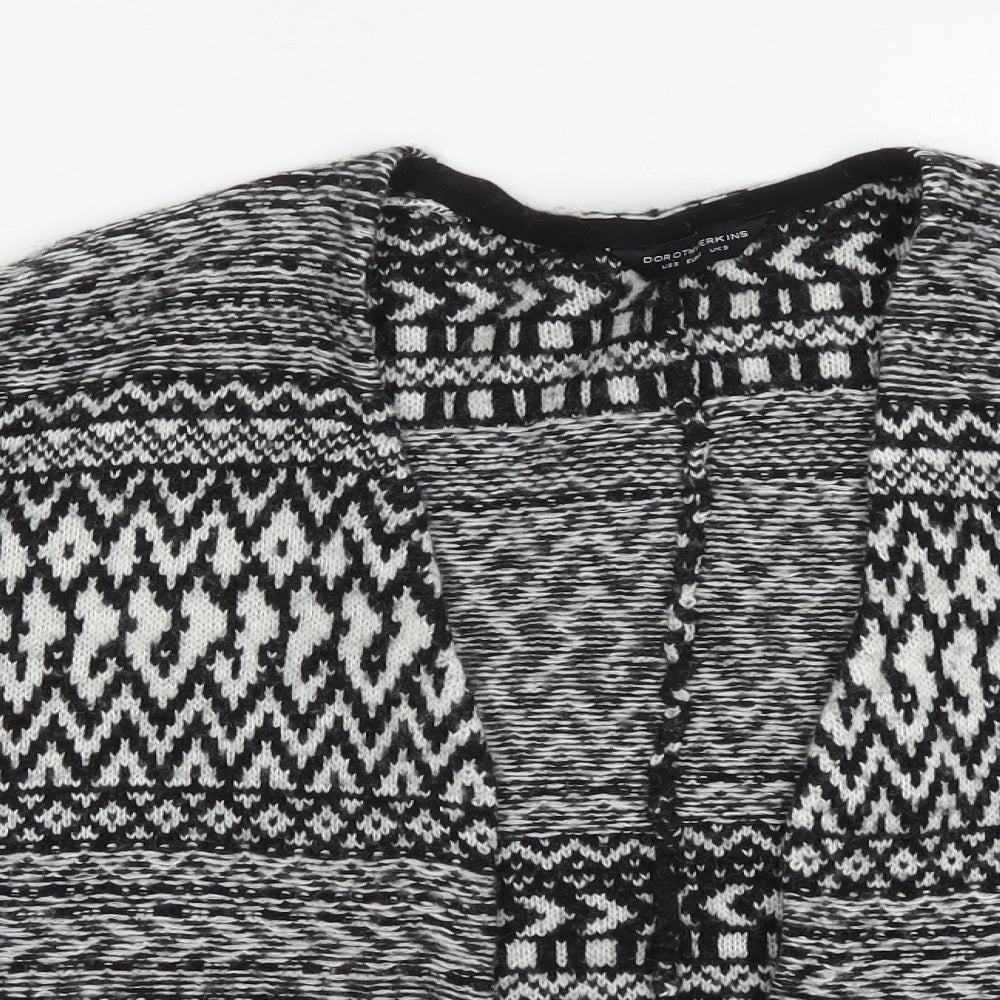 Dorothy Perkins Womens Black Geometric Knit Cardigan Jumper Size S