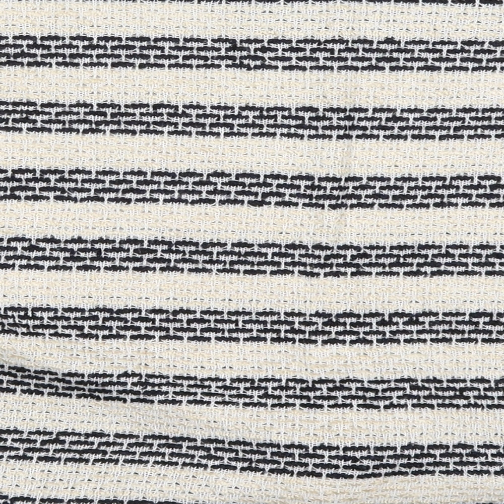 New Look Womens Beige Striped  Basic T-Shirt Size M  - Tie Front
