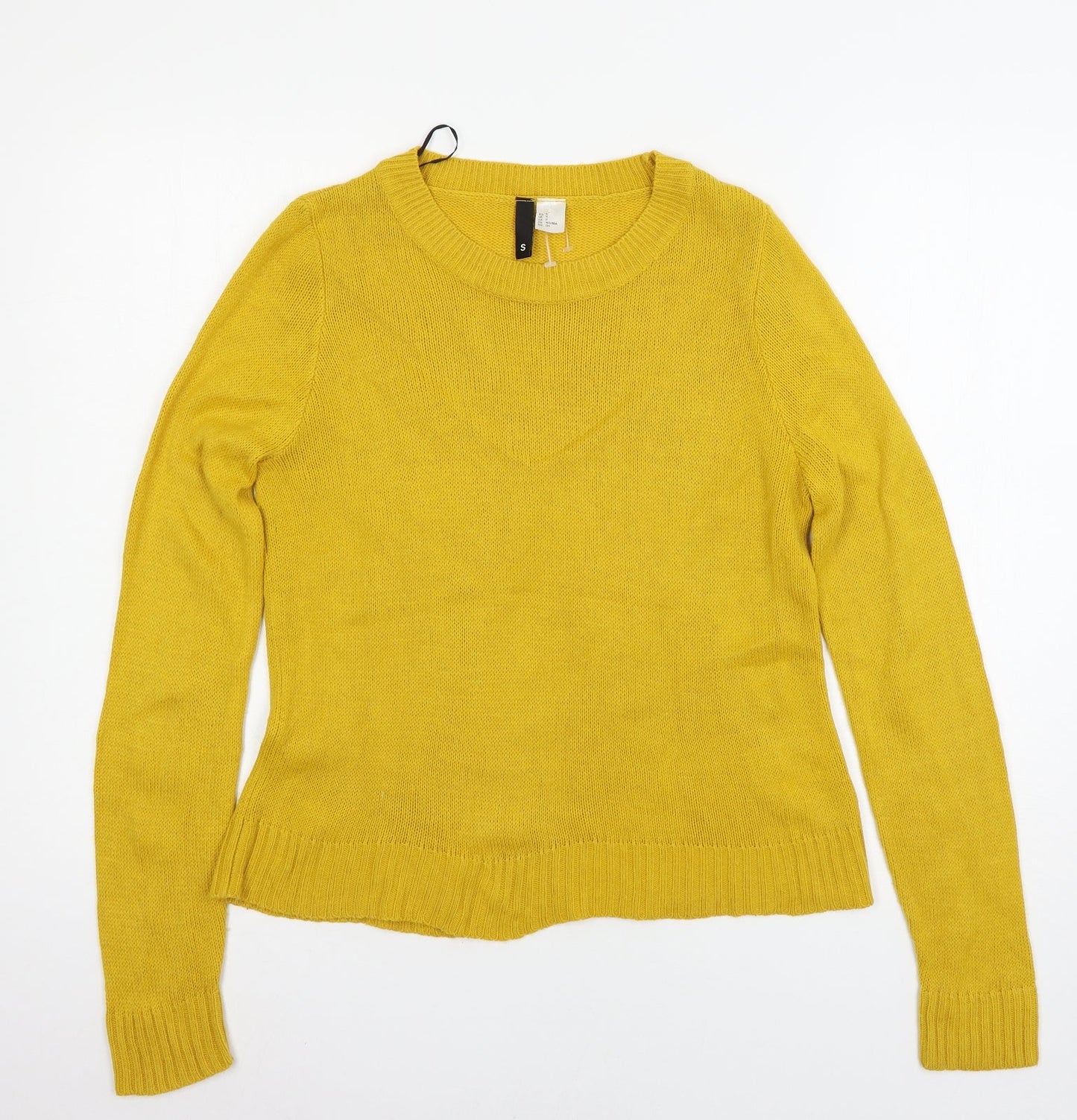 H&M Womens Yellow  Knit Pullover Jumper Size S