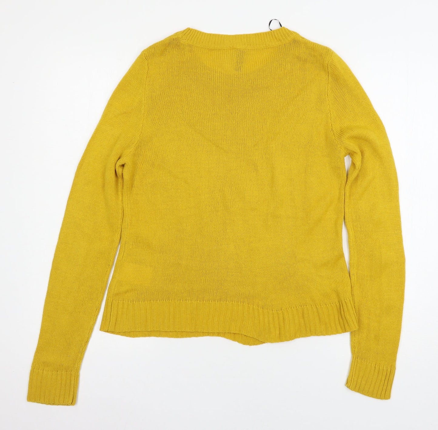 H&M Womens Yellow  Knit Pullover Jumper Size S