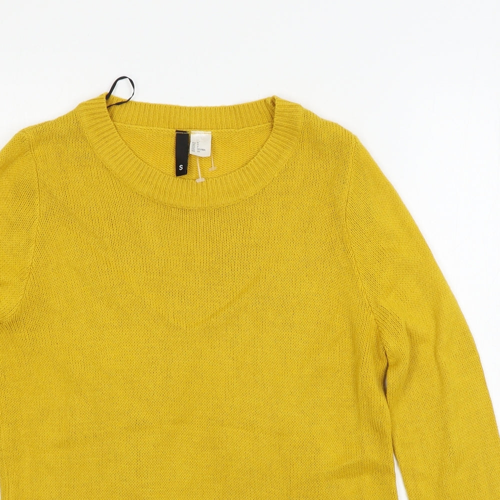 H&M Womens Yellow  Knit Pullover Jumper Size S