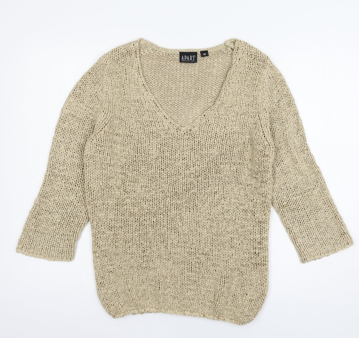 Apart Womens Beige  Knit Pullover Jumper Size 12