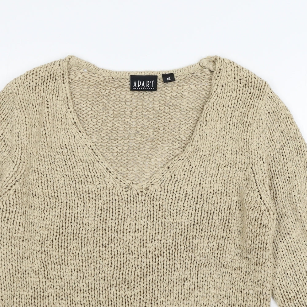 Apart Womens Beige  Knit Pullover Jumper Size 12