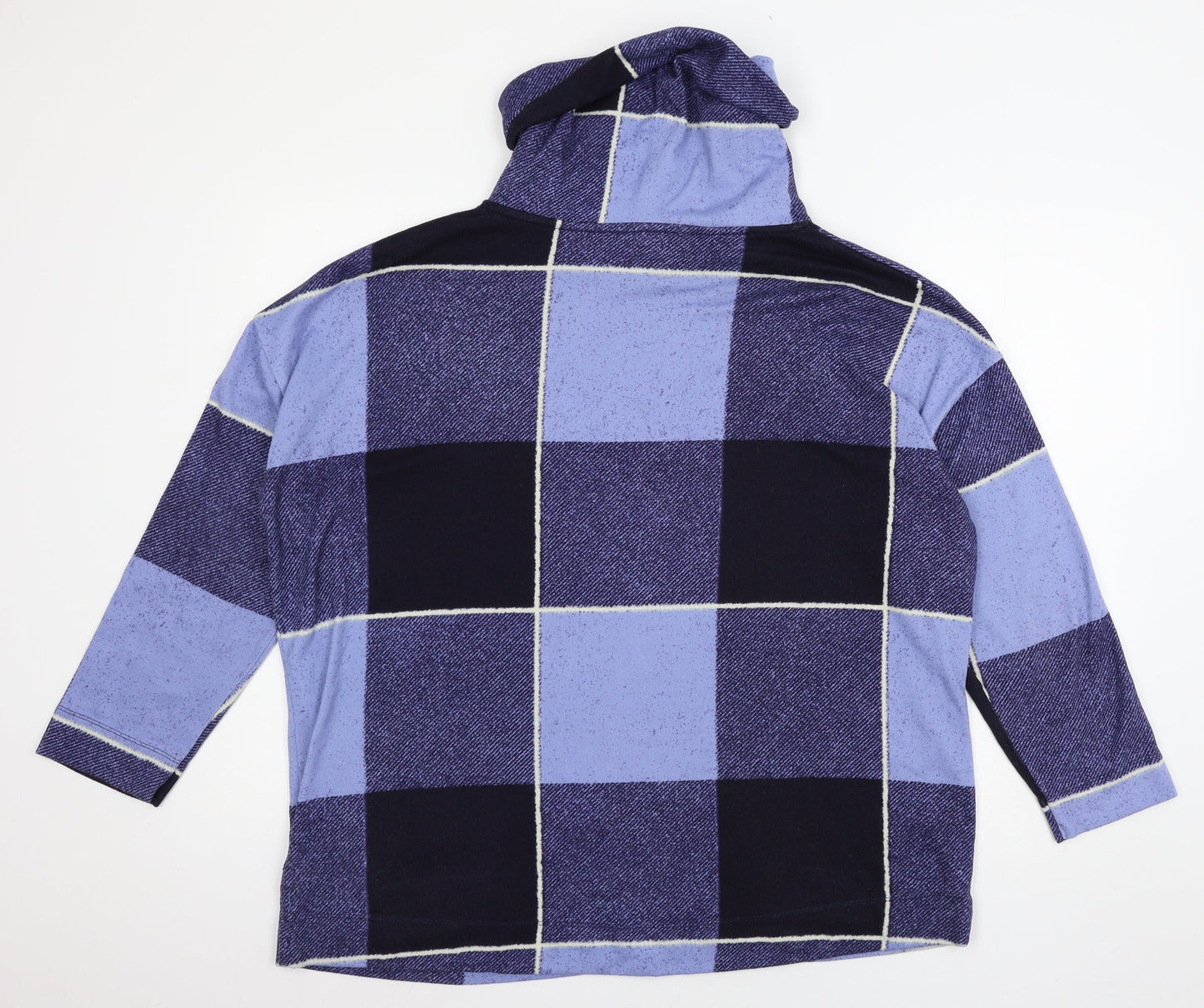 Bonmarché Womens Blue Check Jersey Pullover Jumper Size L