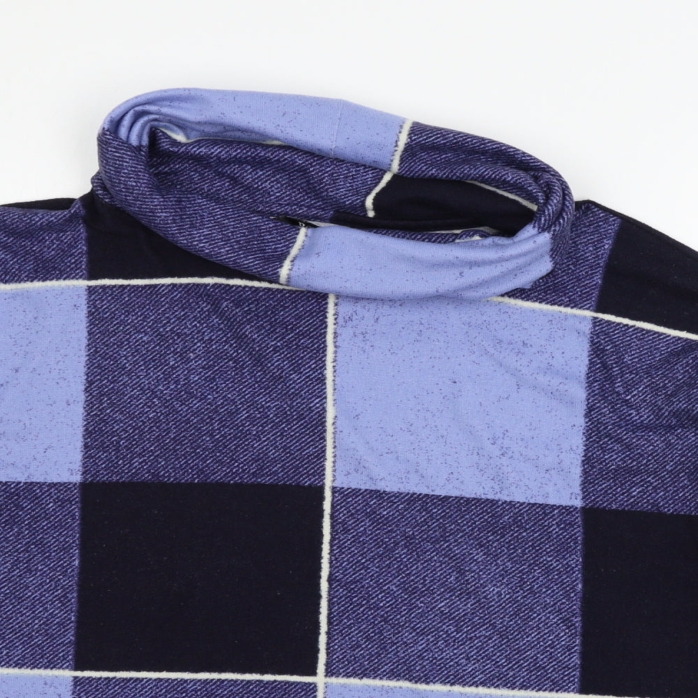 Bonmarché Womens Blue Check Jersey Pullover Jumper Size L
