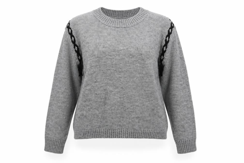 sweewe Womens Grey  Knit Pullover Jumper Size S  - lace up