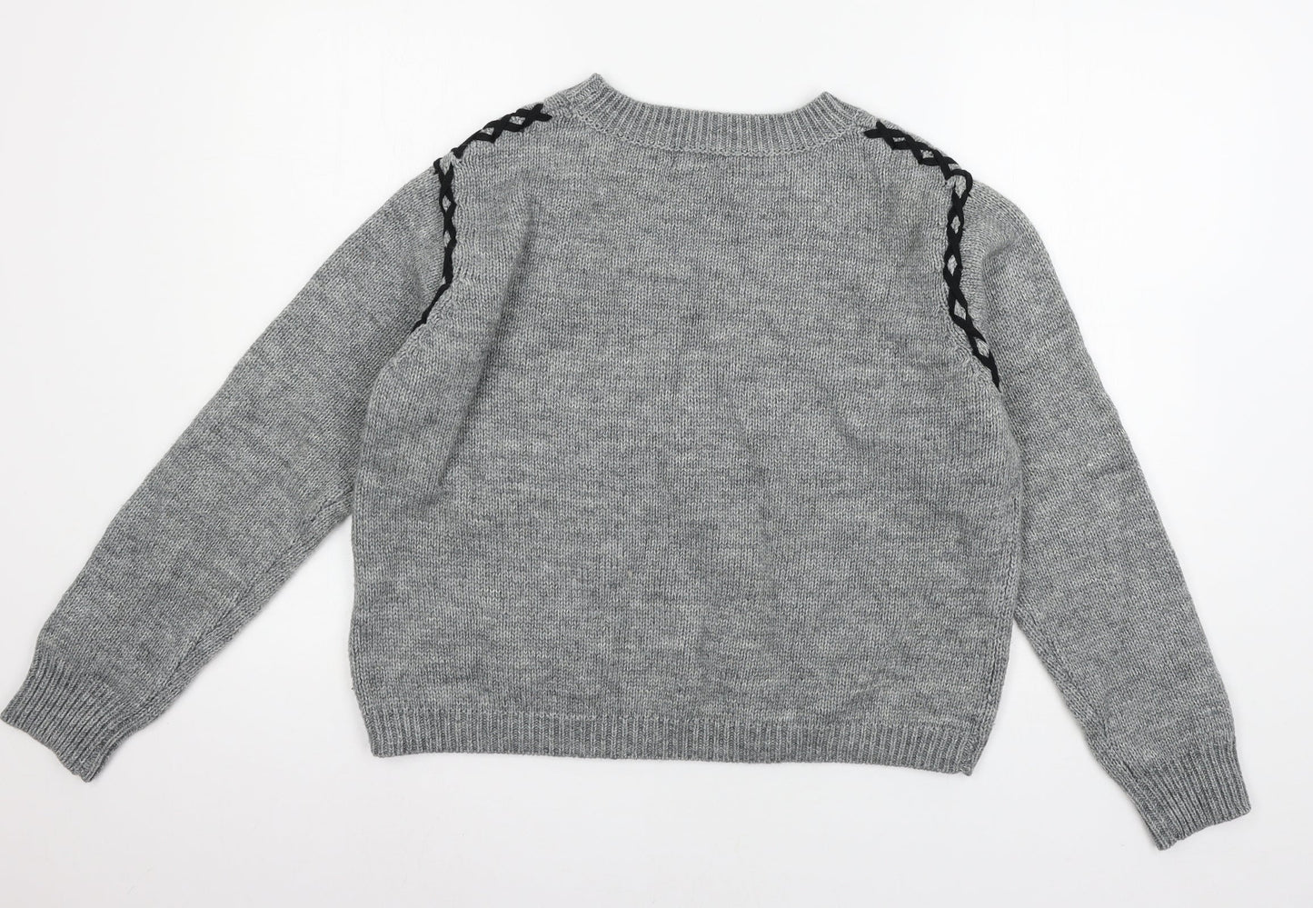 sweewe Womens Grey  Knit Pullover Jumper Size S  - lace up
