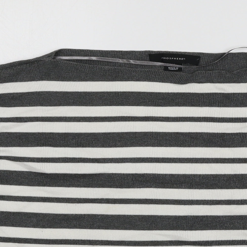 Atmosphere Womens Grey Striped Knit Pullover Jumper Size M