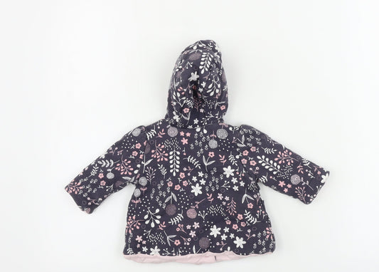 George  Girls Purple Floral  Jacket  One Size