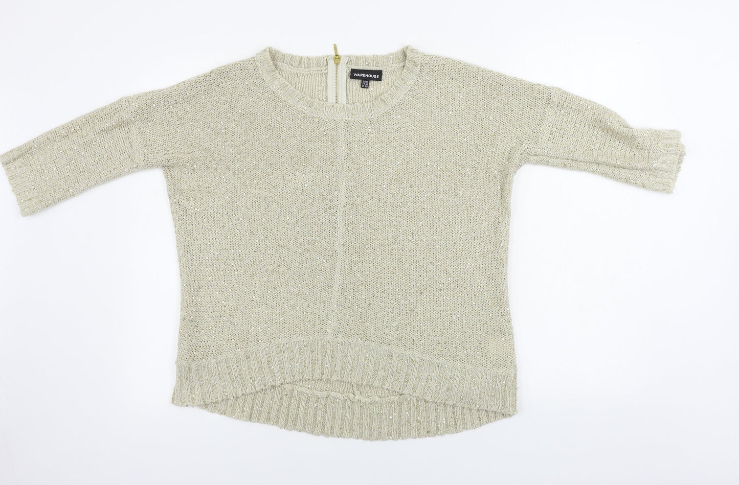 Warehouse Womens Beige   Pullover Jumper Size 12  - sequin detail