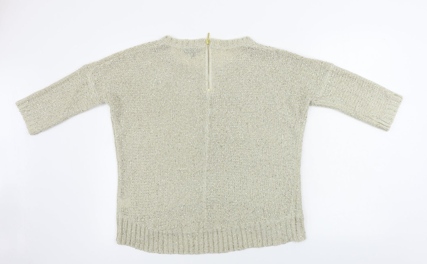 Warehouse Womens Beige   Pullover Jumper Size 12  - sequin detail