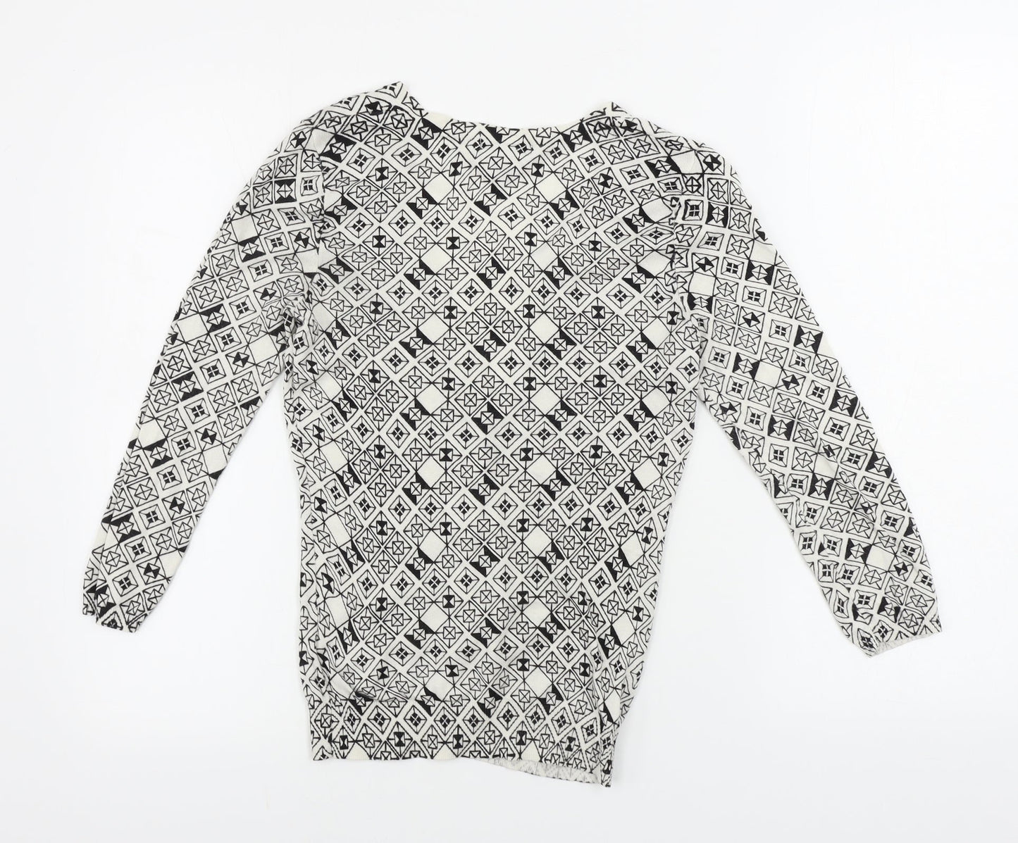 H&M  Womens White Geometric  Cardigan Jumper Size XS