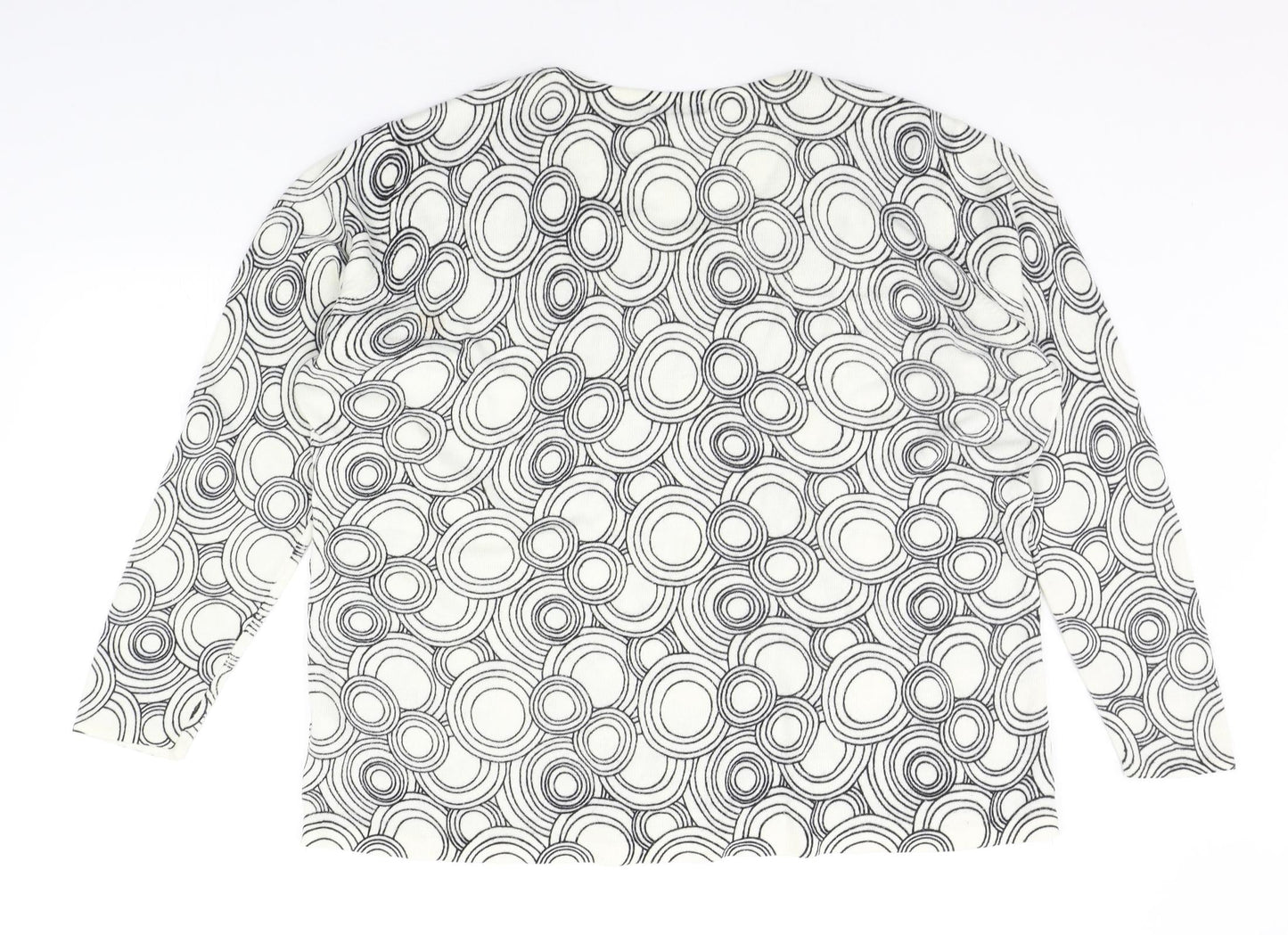 BM Womens White Geometric  Pullover Jumper Size XL