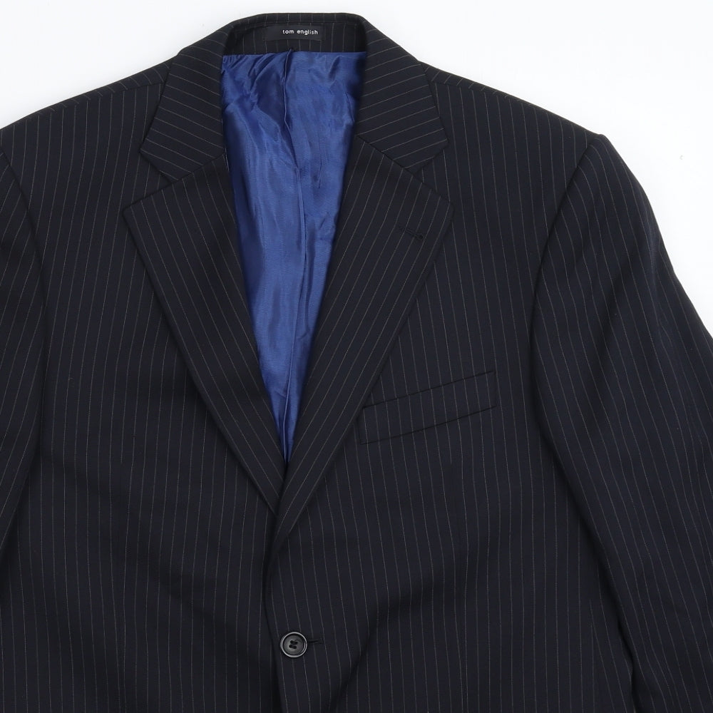 Tom English Mens Blue Striped  Jacket Suit Jacket Size 42