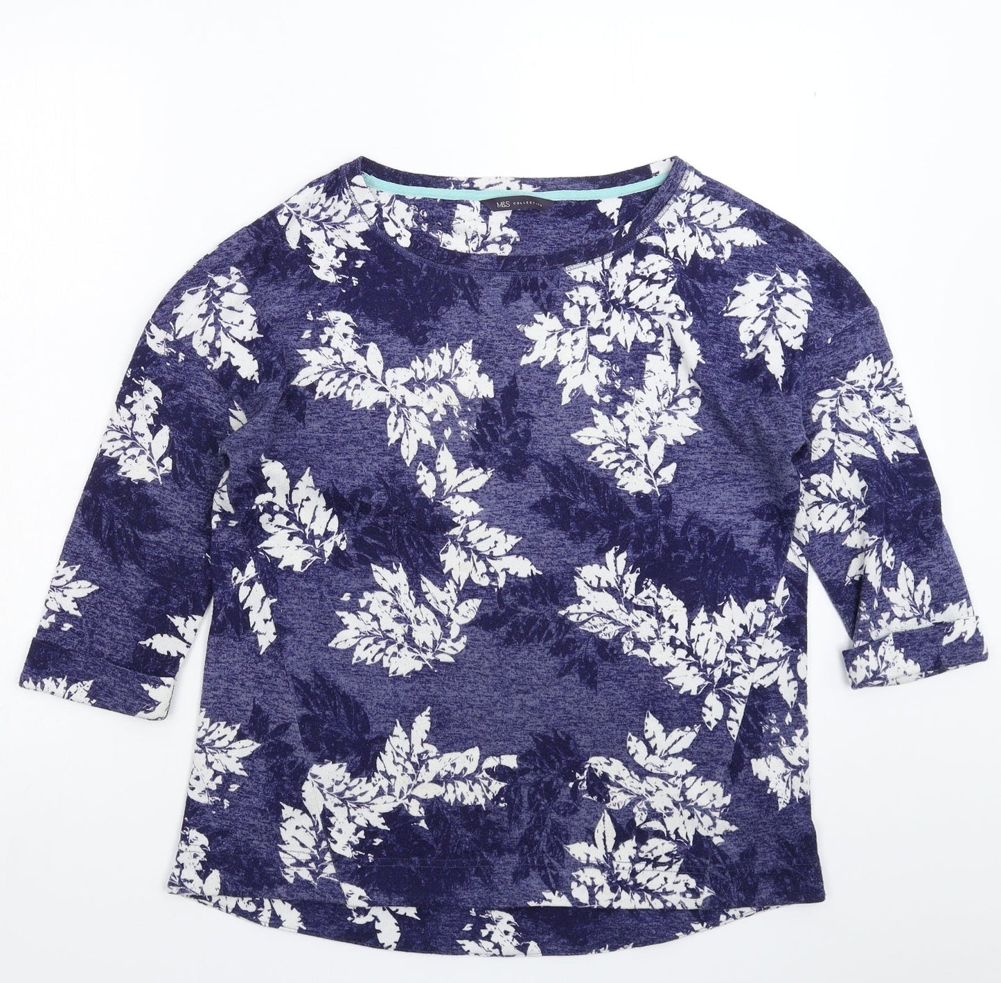 Marks and Spencer Womens Blue Floral Knit Pullover Jumper Size 12
