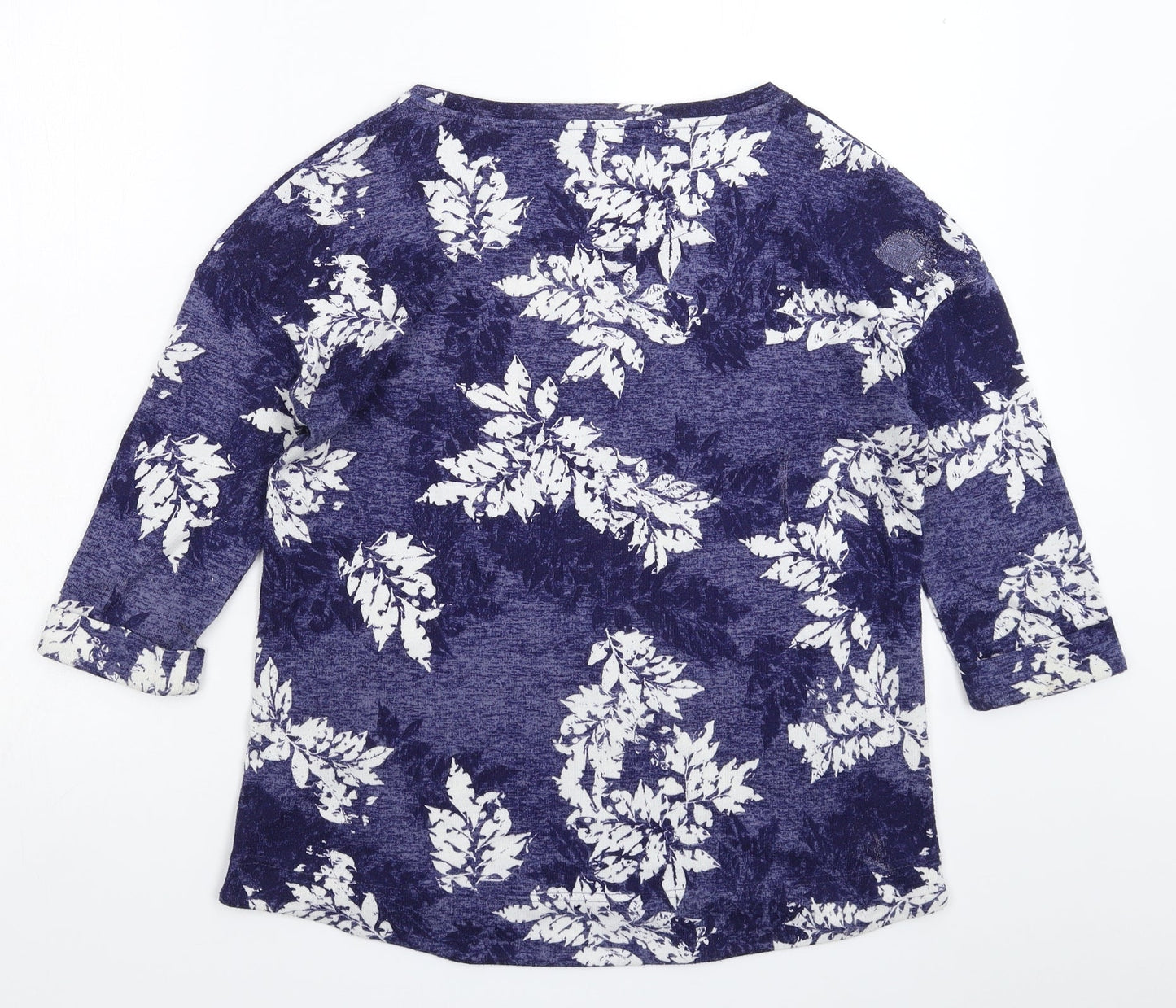 Marks and Spencer Womens Blue Floral Knit Pullover Jumper Size 12