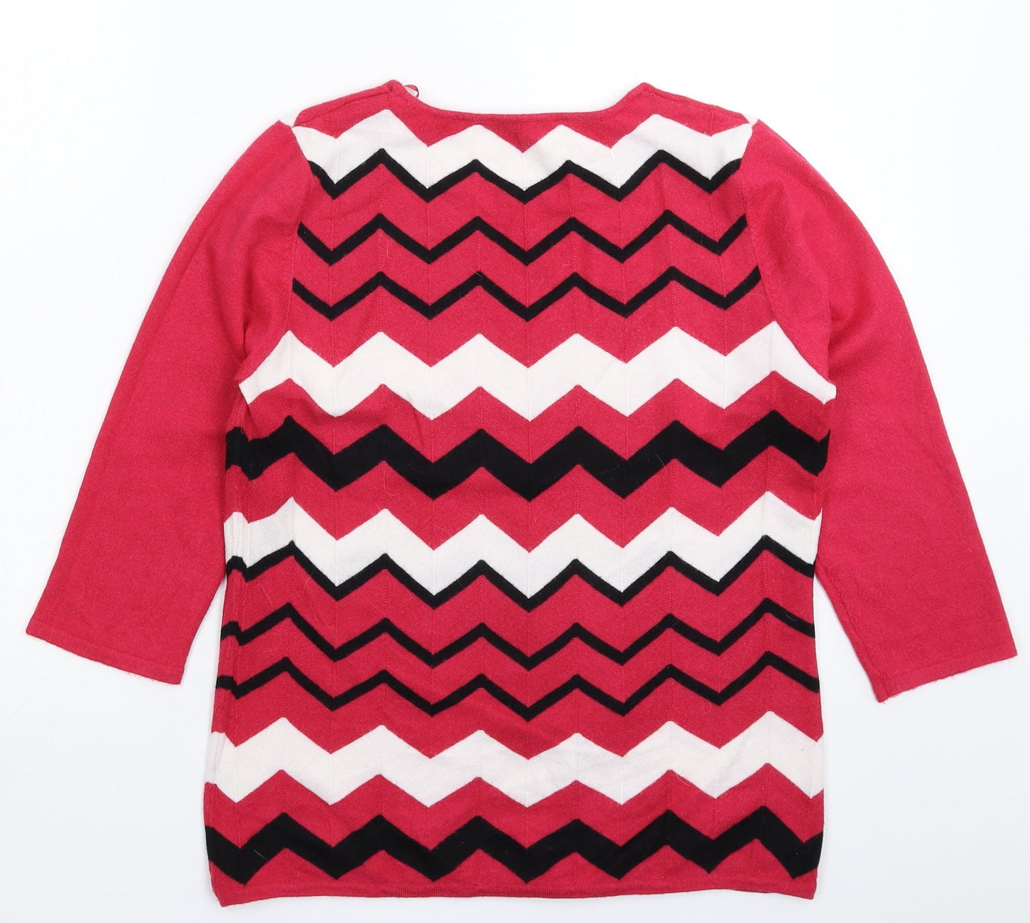 Bonmarché Womens Pink Geometric Knit Pullover Jumper Size 14