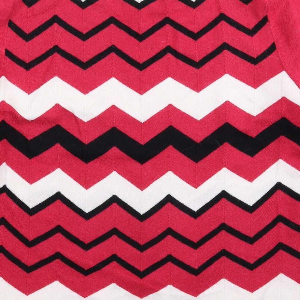 Bonmarché Womens Pink Geometric Knit Pullover Jumper Size 14