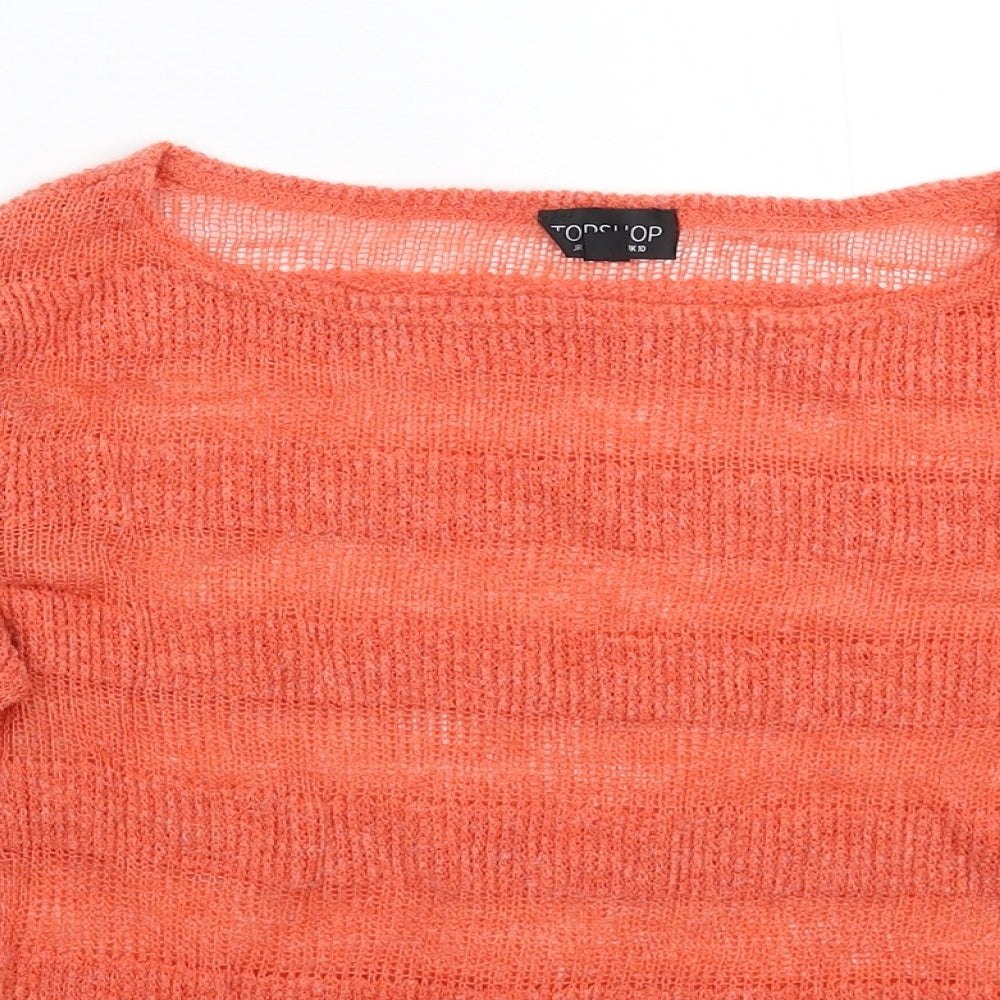 Topshop Womens Orange  Knit Pullover Jumper Size 10