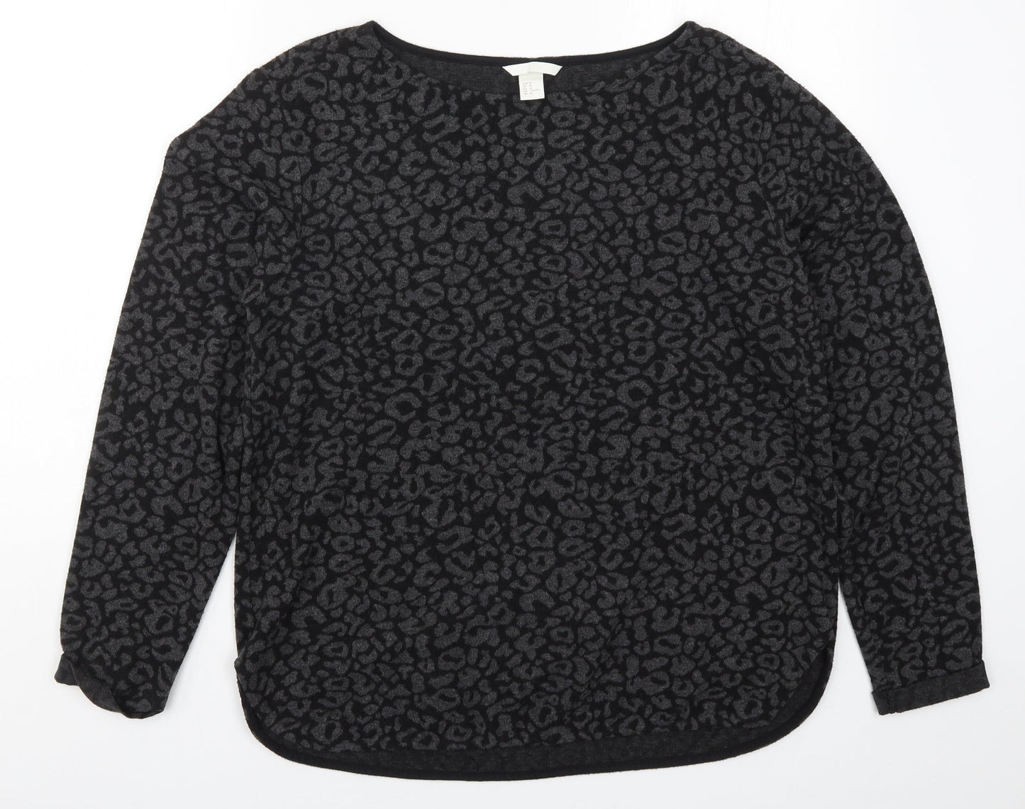H&M Womens Grey Animal Print Knit Pullover Jumper Size M