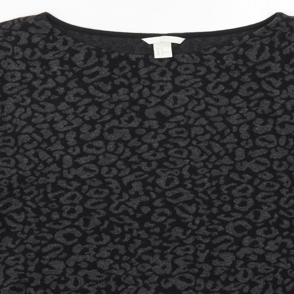 H&M Womens Grey Animal Print Knit Pullover Jumper Size M