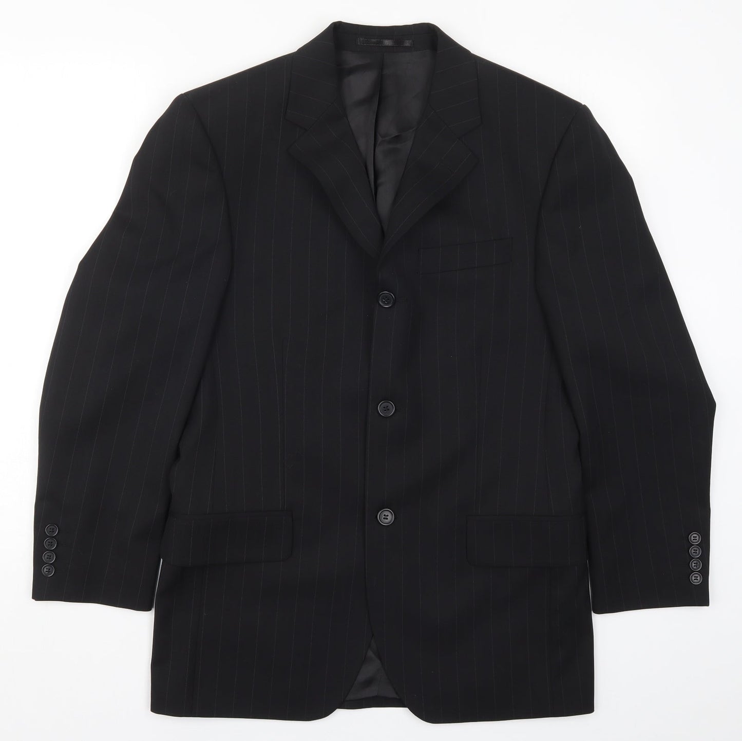 Charlton Gray Mens Black Striped  Jacket Suit Jacket Size 36