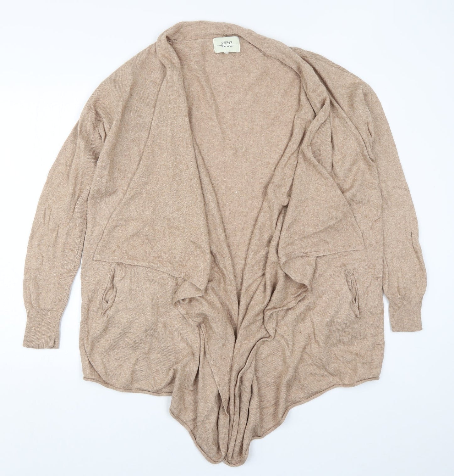 Papaya Womens Beige  Knit Cardigan Jumper Size L