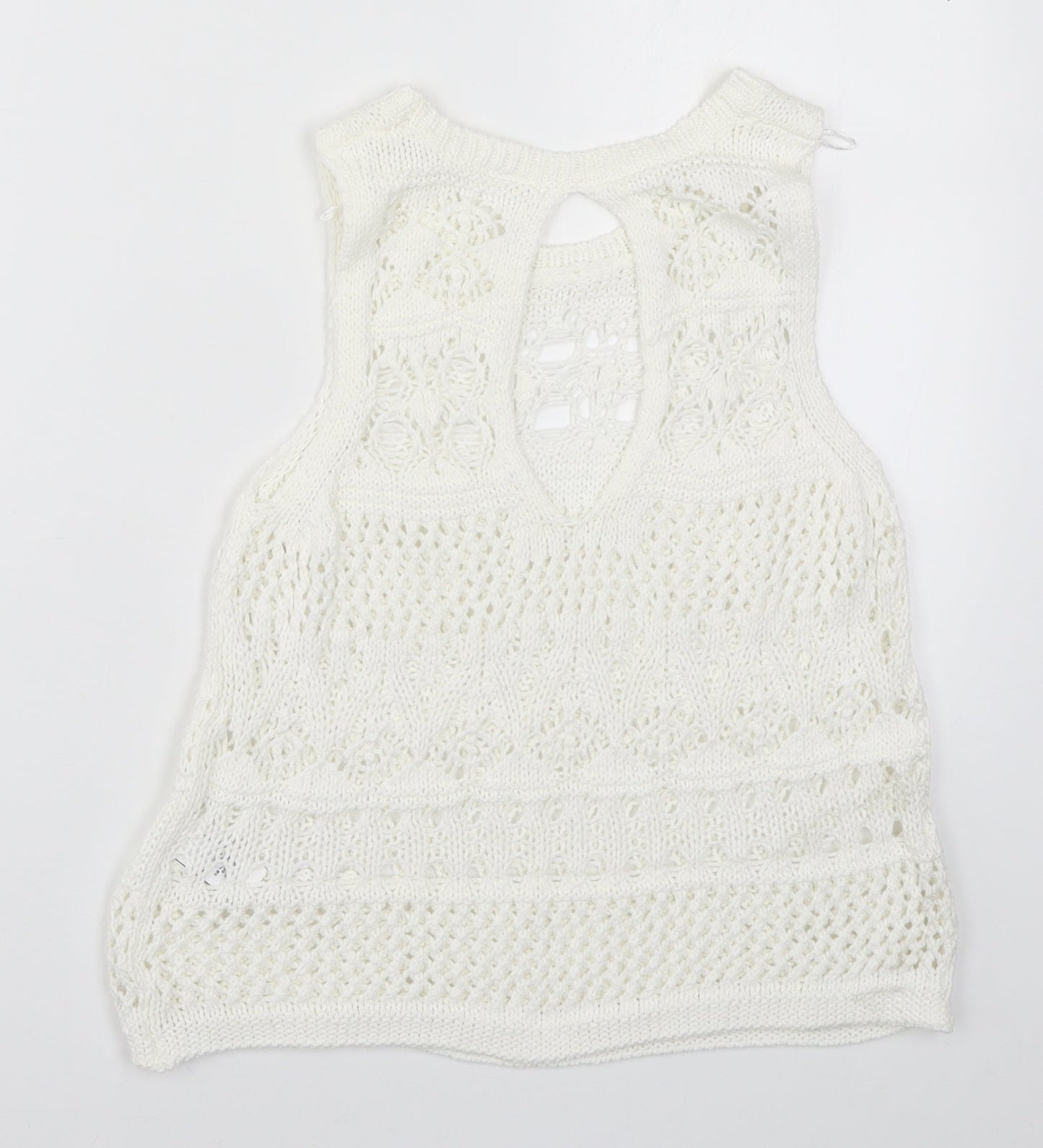 NEXT Womens White  Knit Vest Jumper Size 6
