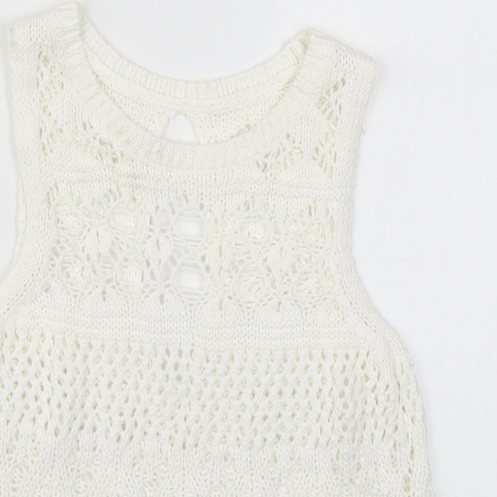 NEXT Womens White  Knit Vest Jumper Size 6