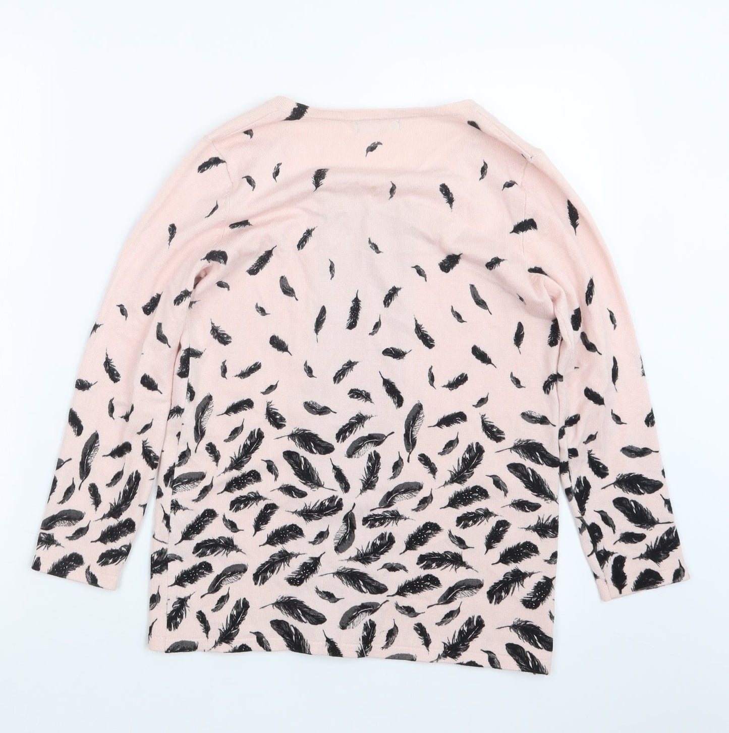 M&Co Womens Pink Geometric Knit Pullover Jumper Size 8