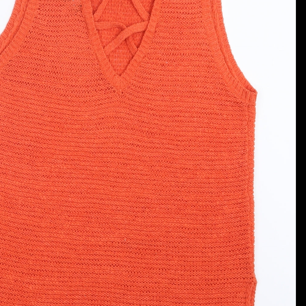New Look Womens Orange  Knit Pullover Jumper Size 10