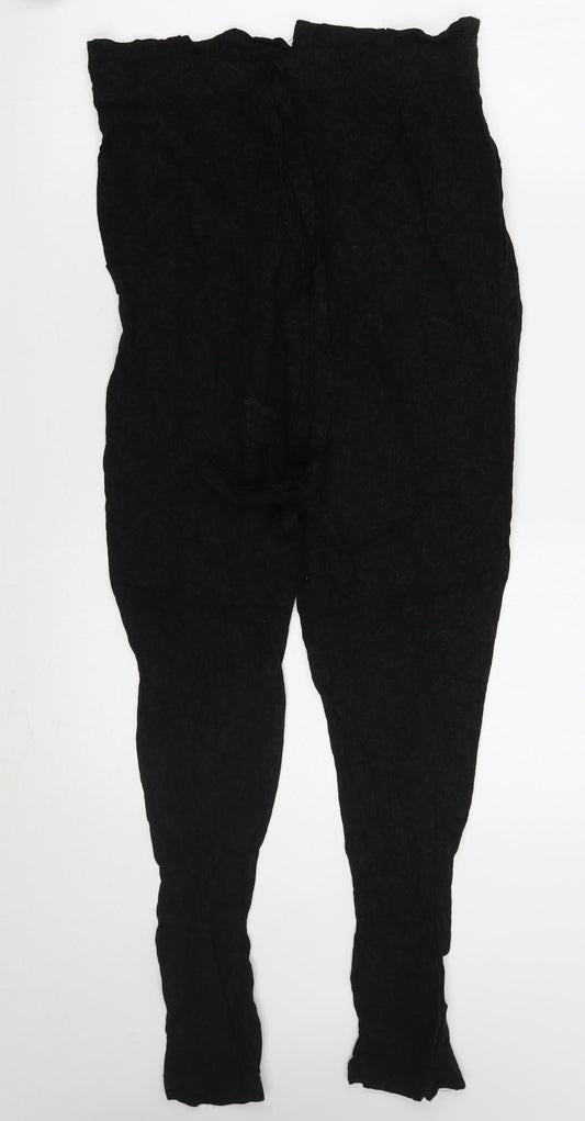 Zara Womens Black Paisley  Trousers  Size 36 L28 in