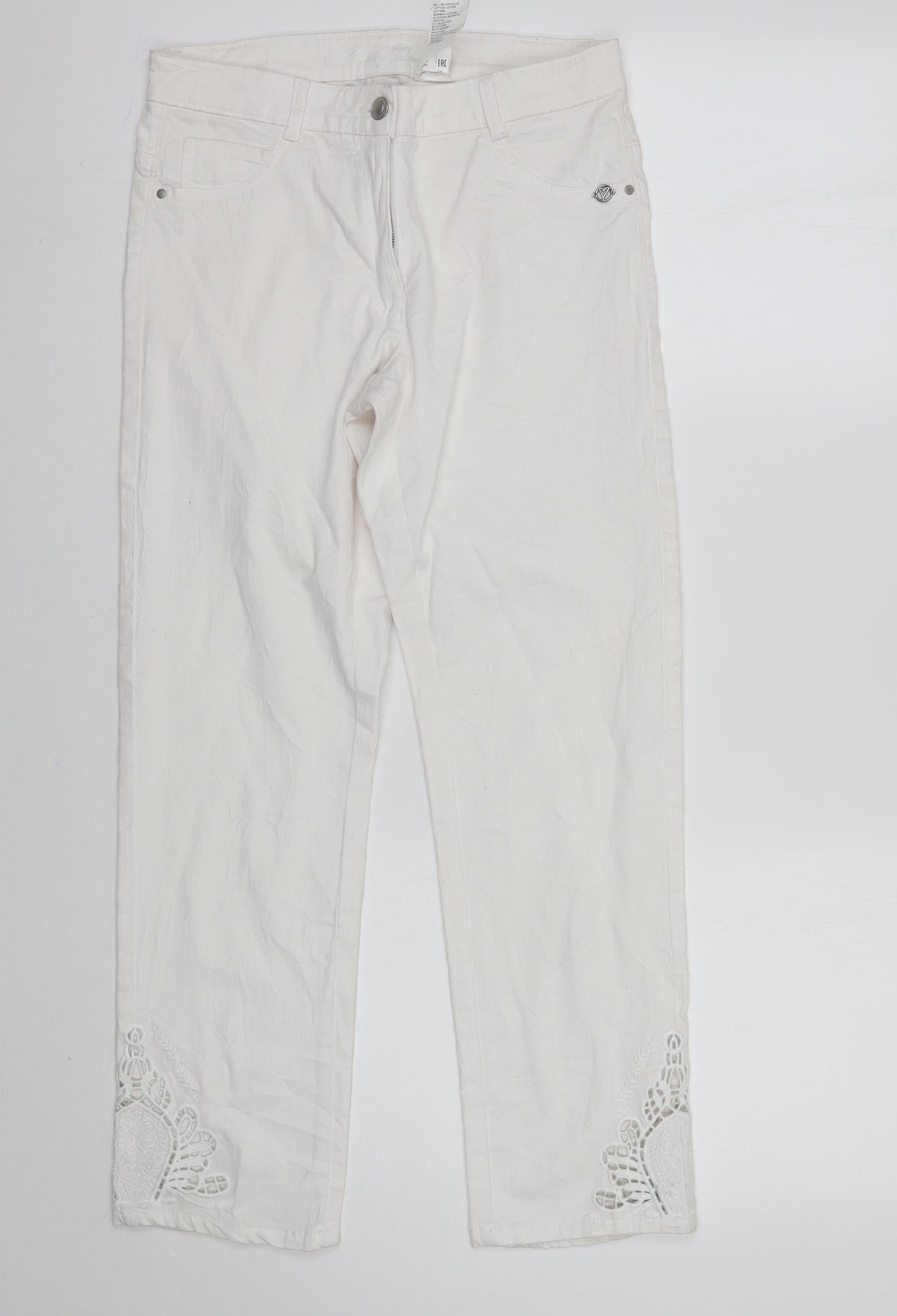 Preworn Womens Ivory   Cropped Jeans Size 8 L26 in